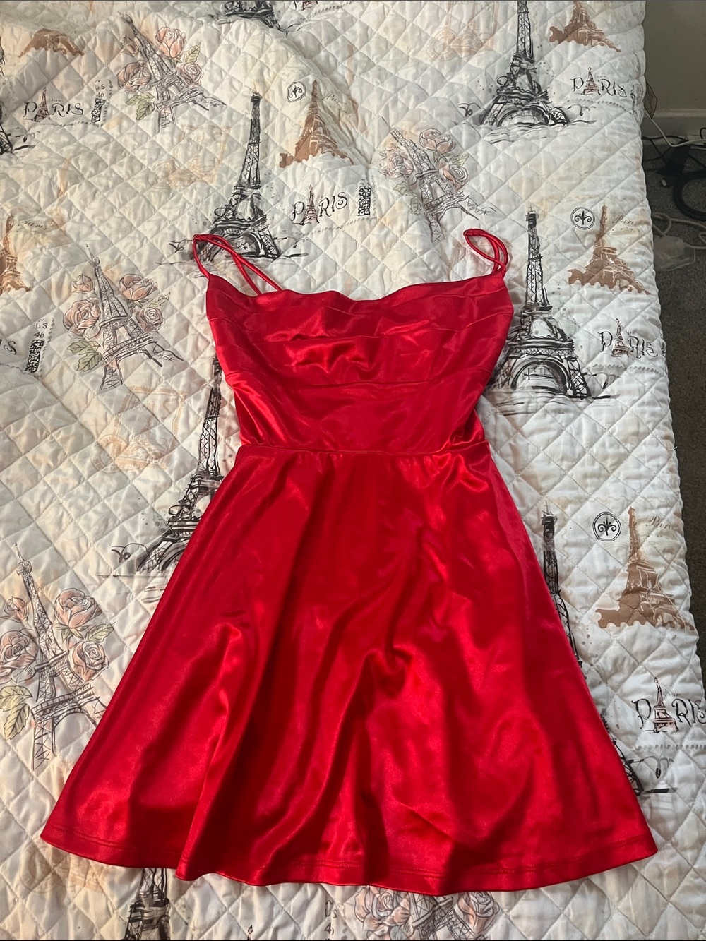 Lucy in the Sky Red Satin Mini Dress